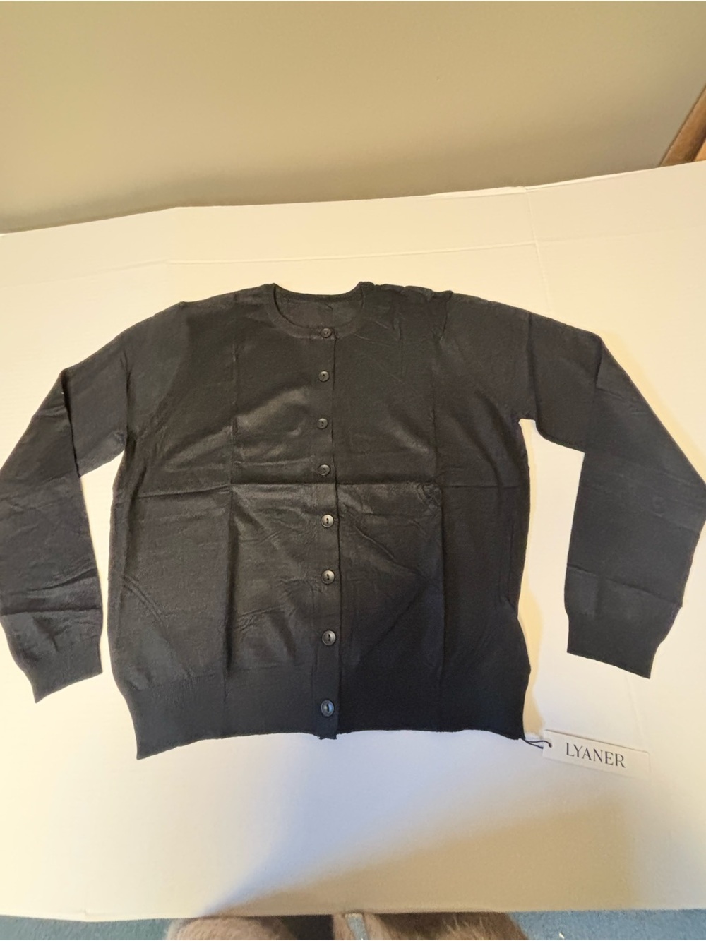 Layner Woman’s Black Button-Up Crewneck Sweater